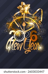 Cheerful New Year decorations set the tone for a festive celebration in 2026, featuring a clock, sparkling elements, and a joyful atmosphere at midnight.