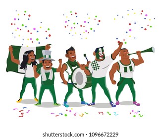 Cheerful Nigeria National Team Supporters Crowd Having Fun Celebration