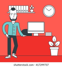 Cheerful office clerk.