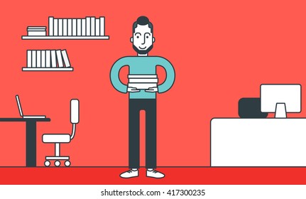 Cheerful office clerk.