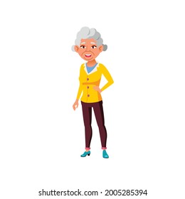 cheerful old lady discussing with friends in retirement home cartoon vector. cheerful old lady discussing with friends in retirement home character. isolated flat cartoon illustration