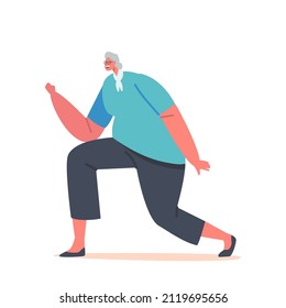 Cheerful Old Woman Dancer. Elderly People Fun, Leisure Or Active Hobby Concept. Character Dance Alone. Senior Pensioner In Fashioned Clothes Dancing And Relaxing, Party. Cartoon Vector Illustration