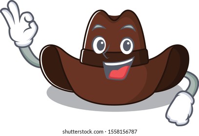 Cheerful on cowboy hat okay cartoon character