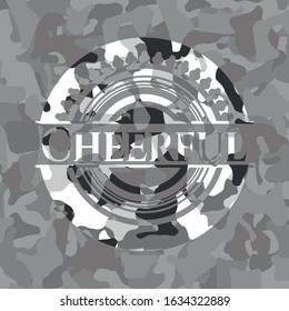 Cheerful on grey camouflaged pattern