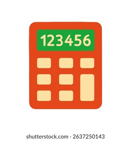 Cheerful orange calculator displays 123456 illustration design element