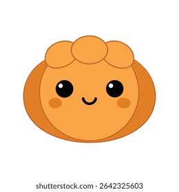 Um personagem alegre de desenho animado laranja com um sorriso doce e bochechas rosadas.