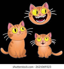 Cheerful, orange cats. Smiling cat. Cat stickers.