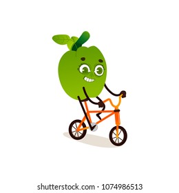 Cheerful orange character in headphones running, jogging working out. Cute healthy fruit, organic food full of vitamin. Cartoon smiling hand drawn plant with arms, legs. Vector illustration