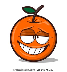 Cheerful Orange Fruit with a Smiling Expression in High-Resolution. Flat Cartoon Style Icon Isolated on White Background. Editable and Scalable Vector EPS for Print and Design.