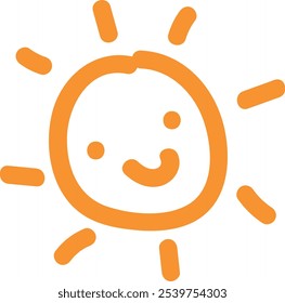 Cheerful Orange Sun with Smiling Face