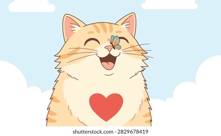 Cheerful orange tabby cat