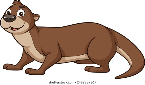 Cheerful otter character vector illustration