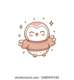 Cheerful Owl Vector Illustration - Cartoon Wildlife Character in Flat Style