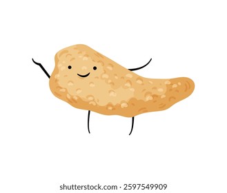 A cheerful pancreas character in light brown tones with a friendly expression, perfect for educational or medical designs.