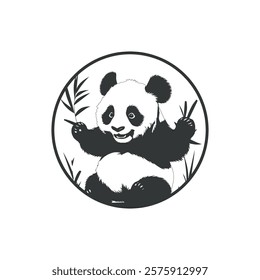 Cheerful Panda Face with Minimalist Style