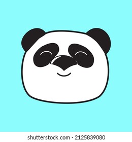 Ein fröhliches Panda-Gesicht im Stil eines Doodle zum Drucken.