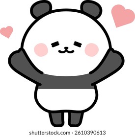 Cheerful Panda with Raised Hands Illustration