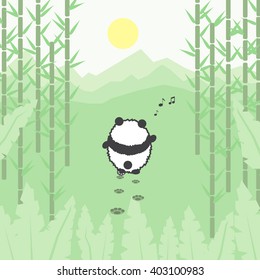 Cheerful Panda sings a song