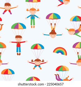 cheerful parachutists