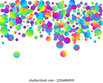 Cheerful party confetti decoration vector background. Rainbow round elements carnival decor. Surprise burst falling confetti. Holiday celebration decoration illustration. Fun greeting.