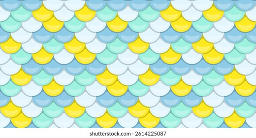 Cheerful pastelcolored scales pattern.  Perfect for backgrounds, textiles, or whimsical designs.  This vibrant, seamless texture evokes feelings of summer, playfulness, and underwater wonder.
