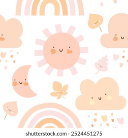 Cheerful Children’s Pattern with Cute Weather Elements