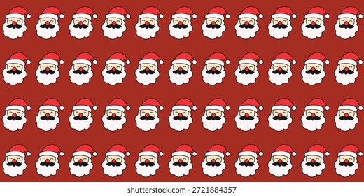 Patrón alegre de caras alegres de Santa Claus de la historieta con los sombreros rojos y las barbas blancas en un fondo vibrante de Festiva
