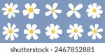 A cheerful pattern of white daisy illustrations with golden centers, scattered across a soothing blue background, invoking a sense of spring.