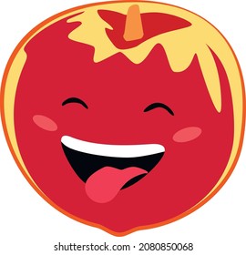 Cheerful peach laughs. Vector illustration
