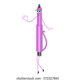 Cheerful Pen for writing female, cartoon joke vector