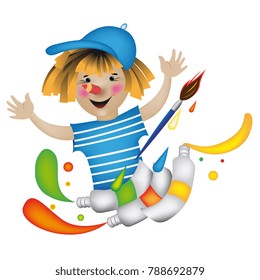 Cheerful pencil with paints