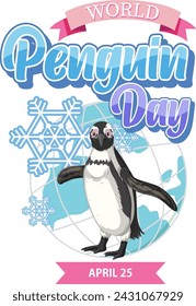 Cheerful penguin with snowflakes celebrating a special day.
