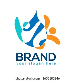 Cheerful People Logo, flat design. Vector Illustration on white background