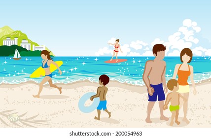 Cheerful People in Summer beach