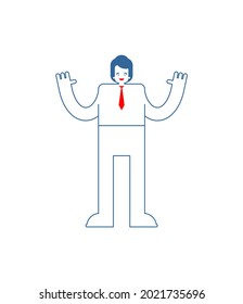 Cheerful person. Joyful businessman. The concept of good luck in business. Office senses