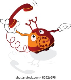 Cheerful phone.Cartoon