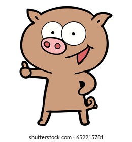 cheerful pig cartoon