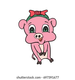 cheerful pig cartoon