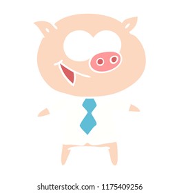 porcino alegre con ropa de oficina