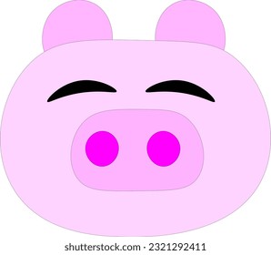 Cheerful pig on a white background, children's drawing.