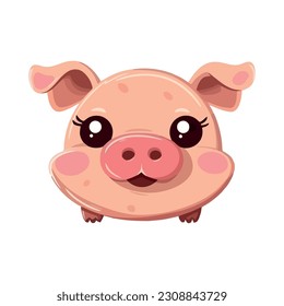 Cheerful piglet smiling icon isolated