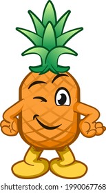 cheerful pineapple mascot character vector