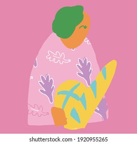 Cheerful Pink Diverse Bread Baker Artwork