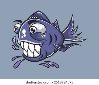 Cheerful Piranha Cartoonfish Fish: A Vibrant Illustration