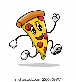 Cheerful Pizza Mascot in Action