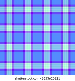 Cheerful plaid pattern in blue, lavender, and mint. Creates a sense of order and calm. Ideal for backgrounds, textiles, or abstract presentations.