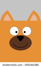 Cheerful plain dog head with a square head for baby products and children