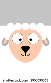 Cheerful plain ewe head with a square head for baby products and children