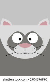Cheerful plain ferret head with a square head for baby products and children