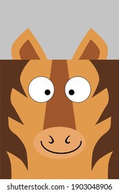 Cheerful plain horse head with a square head for baby products and children